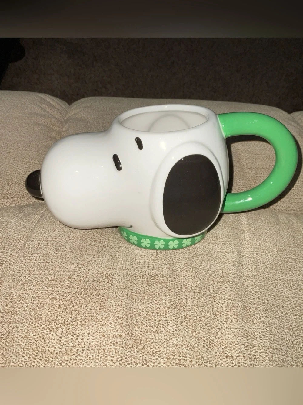 Peanuts Snoopy Sculpted Head Mug Clover Collar, adorable, EUC, HTF